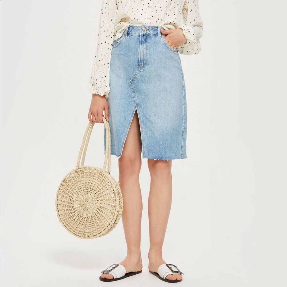 TopShop Denim Skirt Moto New Size 4 Midi